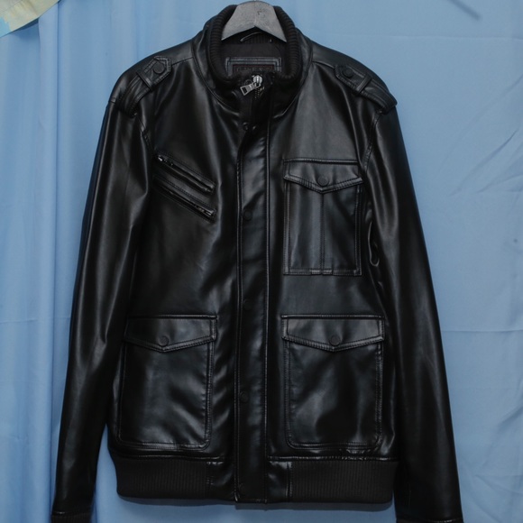 Guess Black Leather Jacket - Picture 1 of 5